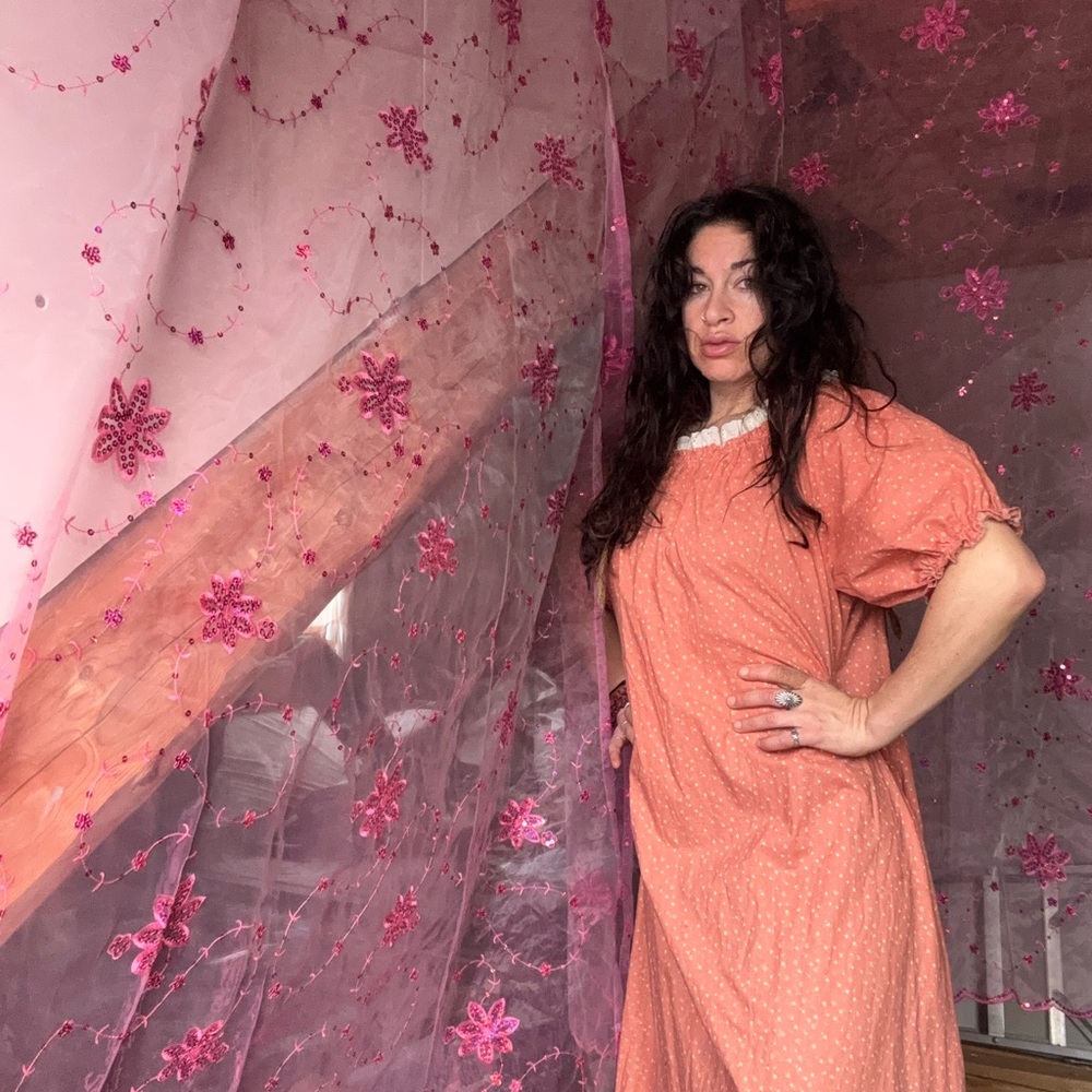 Handmade Cottagecore Peach Floral Dress